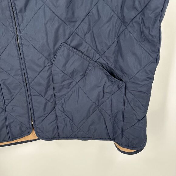 J. CREW Authentic Outerwear Men's Zip Up Quilted Vest XXL Blue Tan #742 - Picture 6 of 7